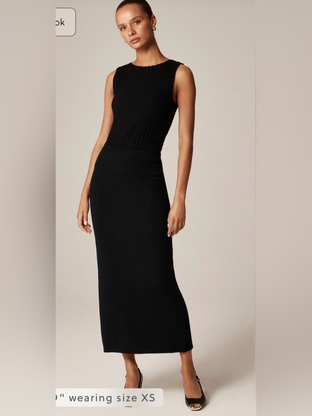 J.Crew Sweater midi skirt in double-faced merino wool blend in black charcoal